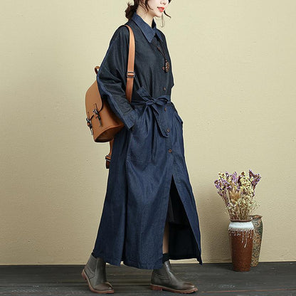 Splicing Lacing Loose Long Sleeve Autumn Coat For Women