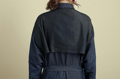 Splicing Lacing Loose Long Sleeve Autumn Coat For Women
