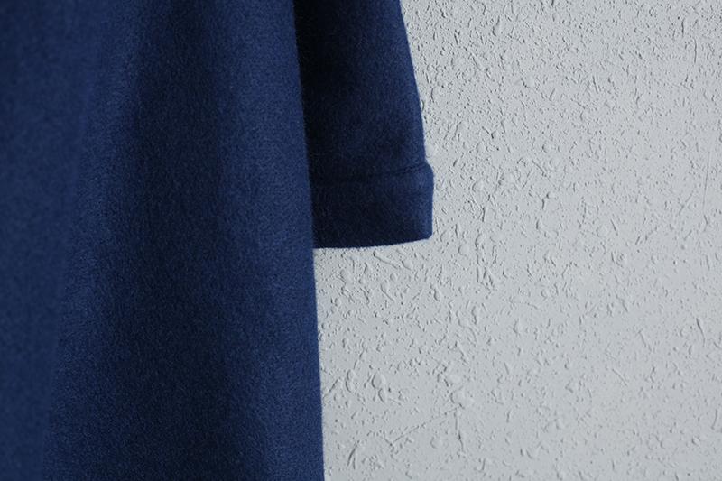 Blue Winter Thick Women Woolen Coat