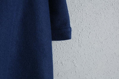 Blue Winter Thick Women Woolen Coat