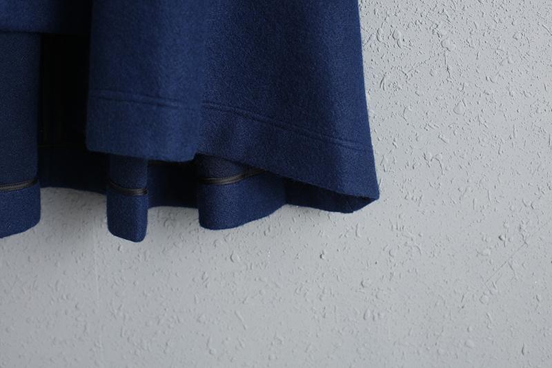Blue Winter Thick Women Woolen Coat