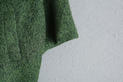 Women Casual Green Woolen Overcoat with Breasted
