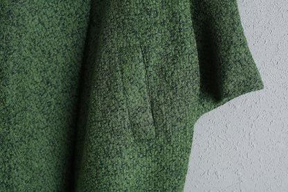 Women Casual Green Woolen Overcoat with Breasted