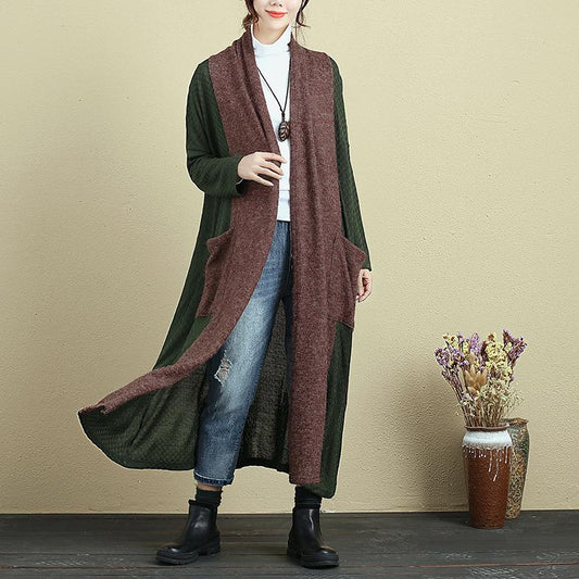 Loose Splicing Shoulder Sleeve Knitted Coat For Women