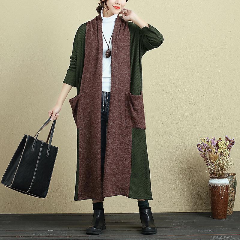 Loose Splicing Shoulder Sleeve Knitted Coat For Women