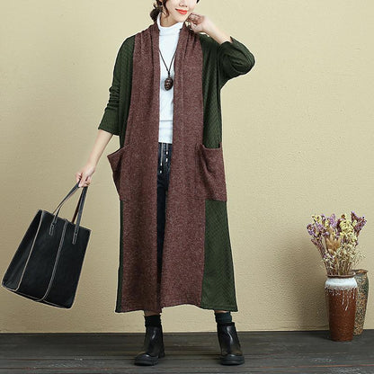 Loose Splicing Shoulder Sleeve Knitted Coat For Women