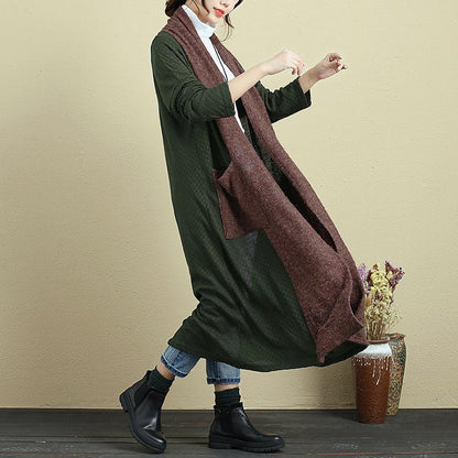 Loose Splicing Shoulder Sleeve Knitted Coat For Women