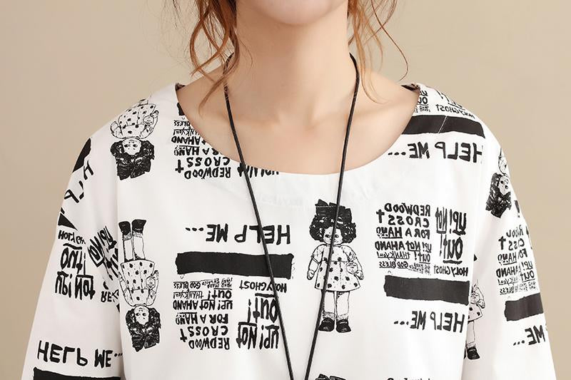 Stylish Exotic Printing Women Cotton Long Sleeves Black Dress