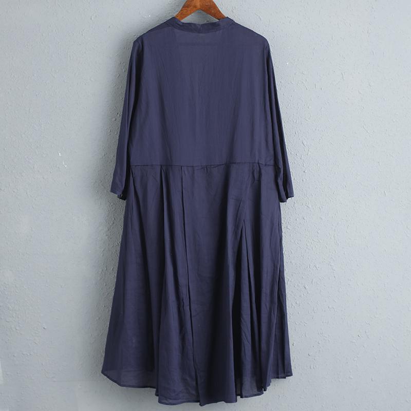 Women Long Sleeve Single Breasted Cotton Linen Long Shirt