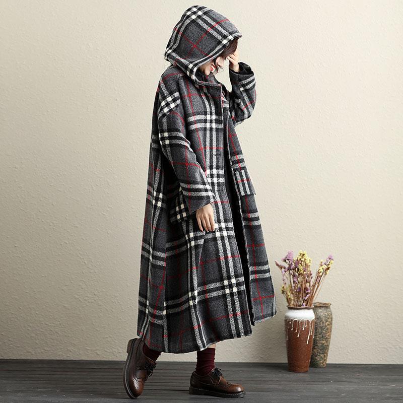 Hoodie Button-Front Long Sleeve Lattice Pockets Coat