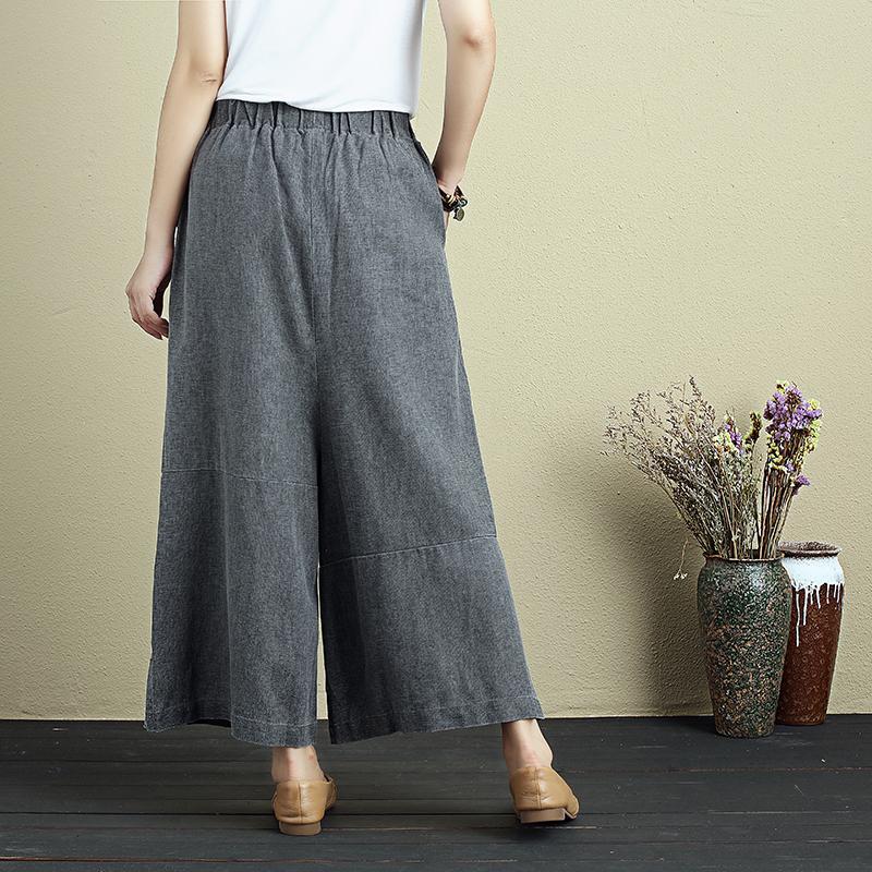 Casual Women Splicing Mixed Color Splitting Long Wide Leg Pants