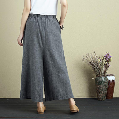 Casual Women Splicing Mixed Color Splitting Long Wide Leg Pants