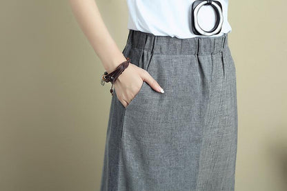 Casual Women Splicing Mixed Color Splitting Long Wide Leg Pants