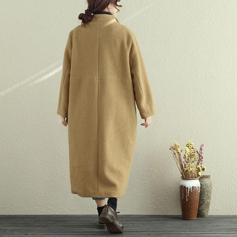 Women Lapel Snap-Front Long Sleeve Long Coat