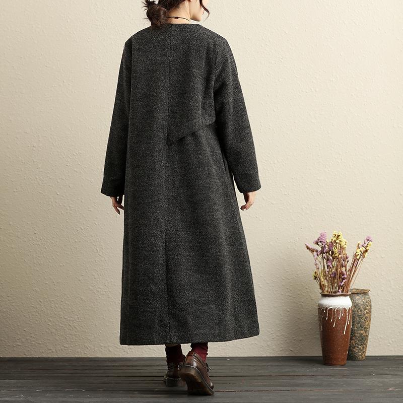 Winter Popular Accessories Trim Irregular Hem Gray Coat For Women
