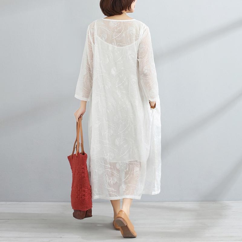 Spring Women Round Neck Three Quarter Sleeve Dress
