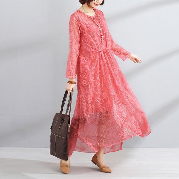 Round Neck Long Sleeve Women Two-Piece Dress+Vest