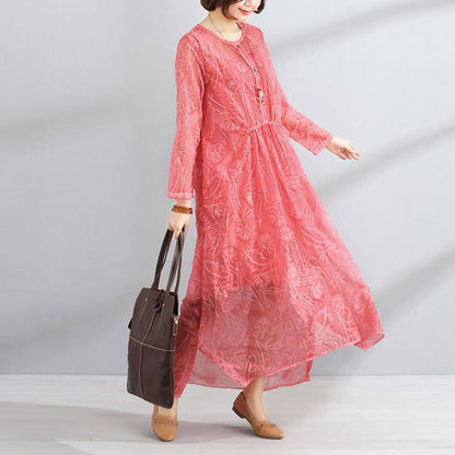 Round Neck Long Sleeve Women Two-Piece Dress+Vest