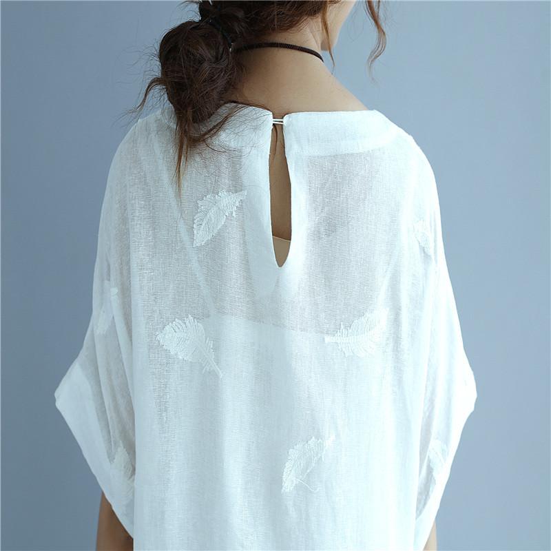 Linen Women Simple Summer Loose White Dress