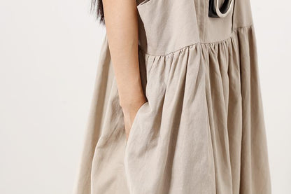 Loose Women Splicing Pleated Literature Suspender Skirt