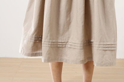 Loose Women Splicing Pleated Literature Suspender Skirt