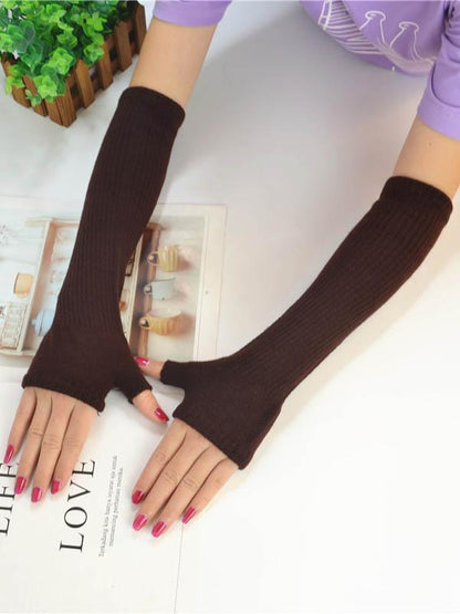Knitted Half Finger Long Gloves Accessories