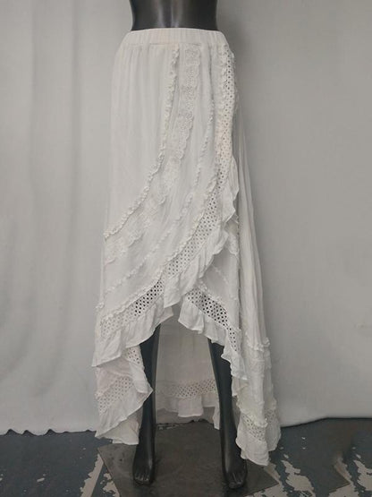 Asymmetric Falbala Hollow Skirt Bottoms