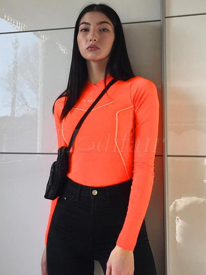 Letter Printed Long Sleeves Yoga Tee