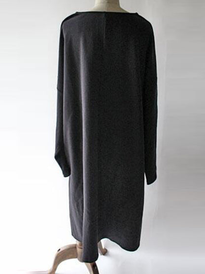 Casual Loose Solid Color Split-Side High-Low V-Neck Long Sleeves Sweatshirt