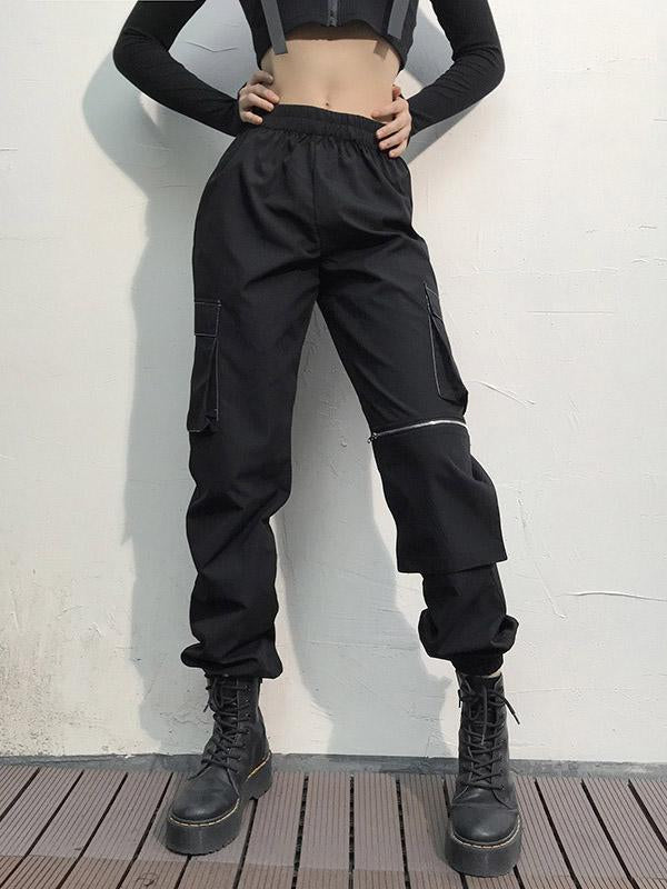 Fashion Solid Pocket Harem Pants