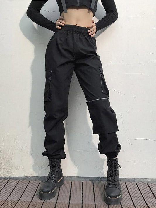 Fashion Solid Pocket Harem Pants