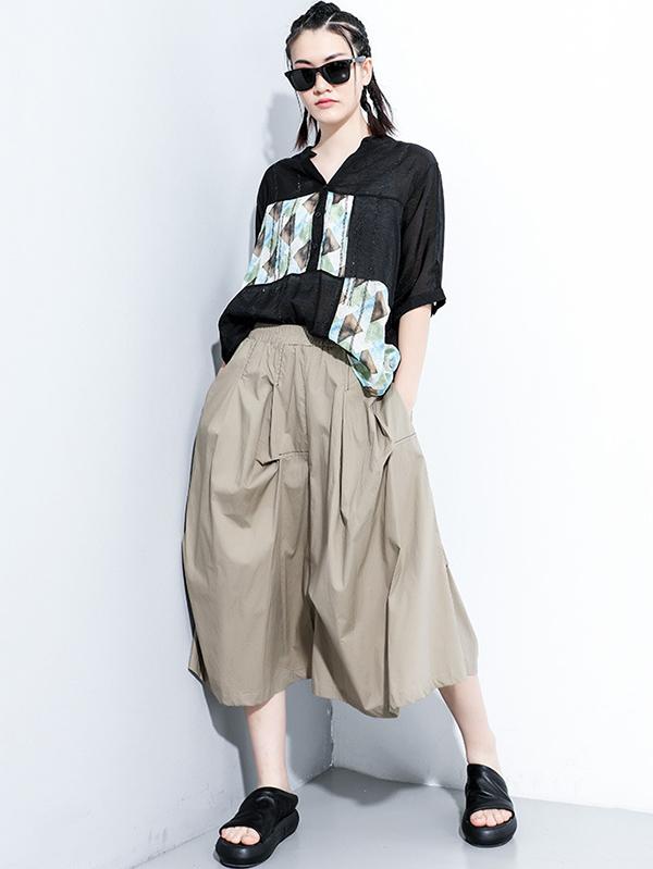 Original Printed V-Neck Blouses&Shirts Tops