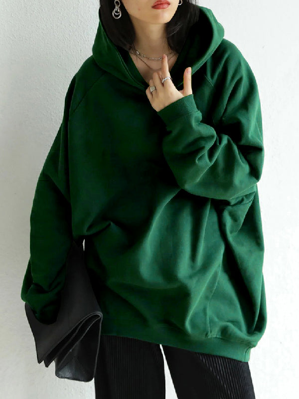 Simple Casual Solid Color Split-Joint Batwing Sleeves Hoodies