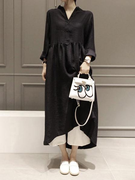 Ramie Cotton Loose Maxi Dresses