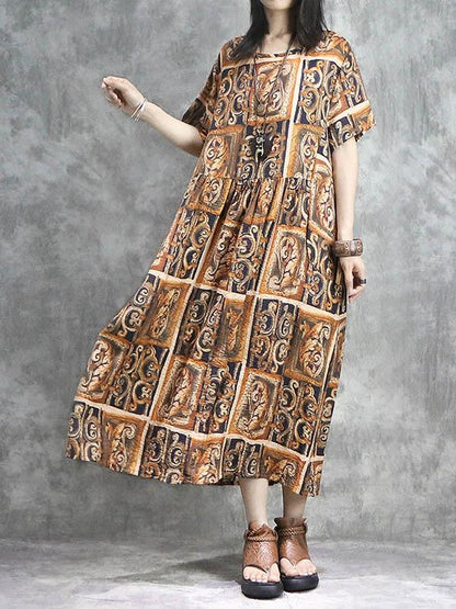 Loose Silk Printed Maxi Dress