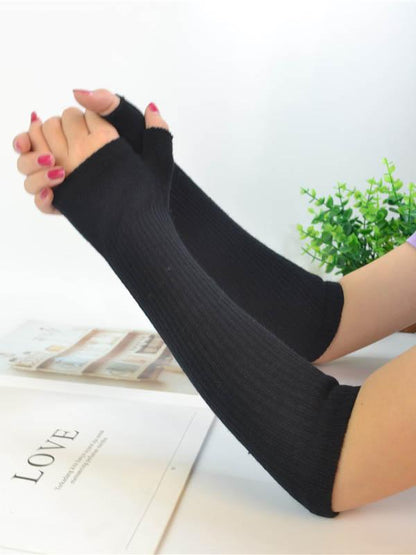 Knitted Half Finger Long Gloves Accessories