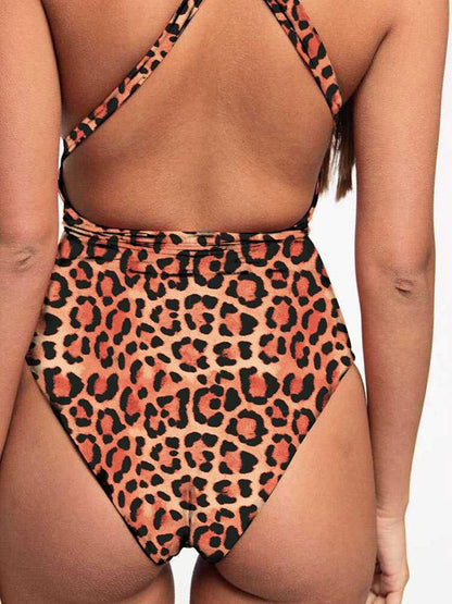 Leopard Backless One-Piece Swimsuit