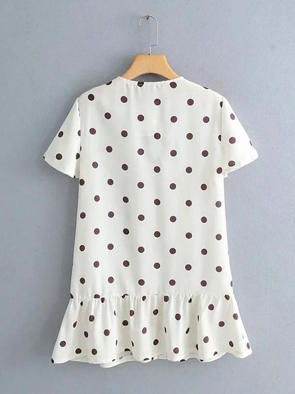 Ruffled Collar Polka-Dot Mini Dresses