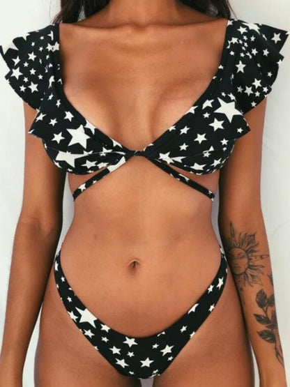 Falbala Plain&Printed Bikinis Swimwear