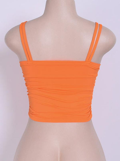 Cropped Tassel Spaghetti-neck Tanks