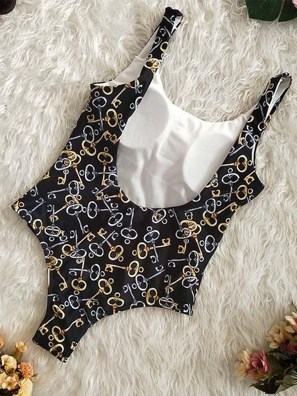 Keys Printed Sexy One-piece Swimwear