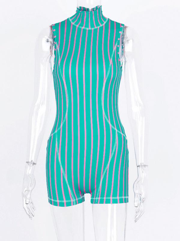 Lift-hip Striped Empire Rompers