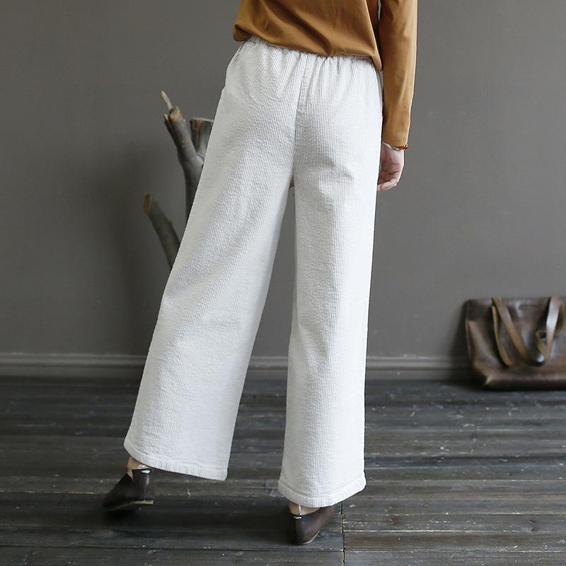Buykud Casual Pure Color Corduroy Straight Pants
