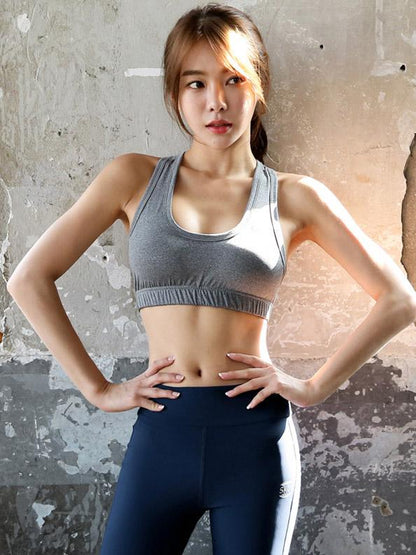Solid Racerback Tanks And Printed Yoga Leggings Suits