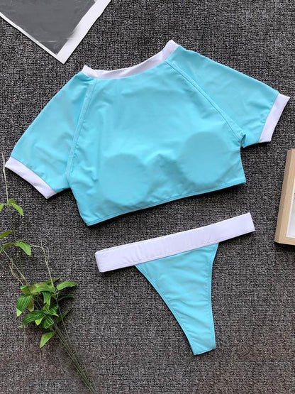 Sport Short Sleeves Bikinis Swimwear