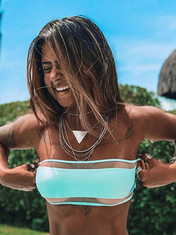 Strapless Split-Joint Empire Split Type Bikini Swimsuit