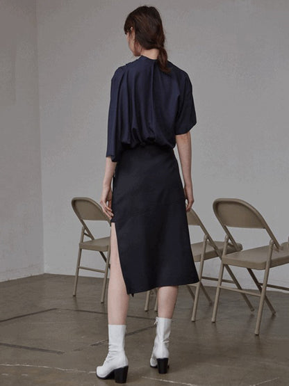 Stylish Asymmetric Round-Neck Solid Color Short Sleeves T-Shirt