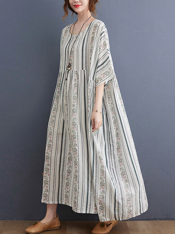 Original Floral Split-Joint Short Sleeve Maxi Dress