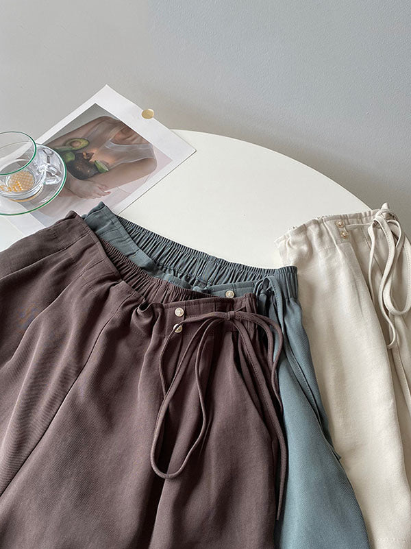Cuprammonuium Bandage High-Waisted Wide-Leg Shorts