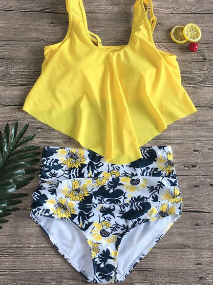 Ruffle High Waisted Tankini Swimsuit